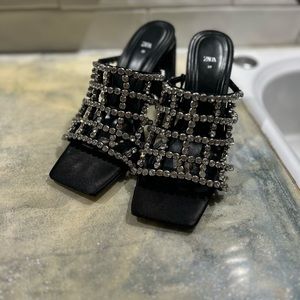 Zara rhinestone mules. Very comfortable excellent condition size 9.